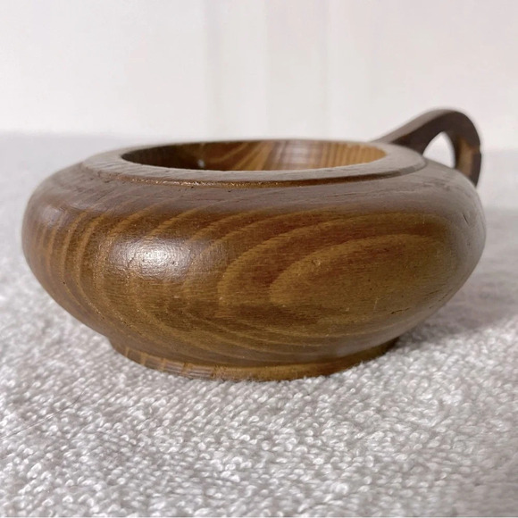 Vintage Handmade Wooden Candle Holder With Handle - Picture 7 of 12